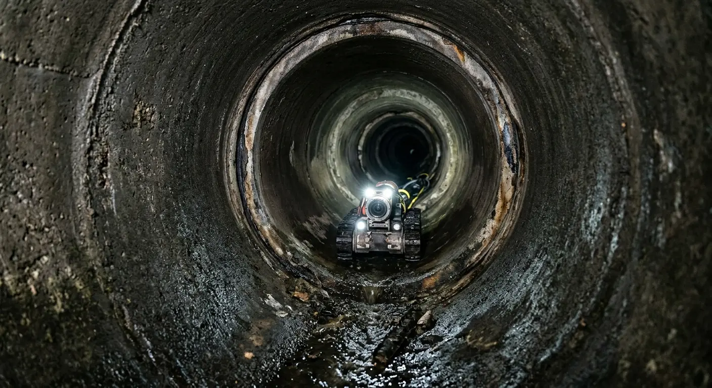 Robotic sewer camera inspecting pipe interior for Sewer Line Cleaning in Fort Smith